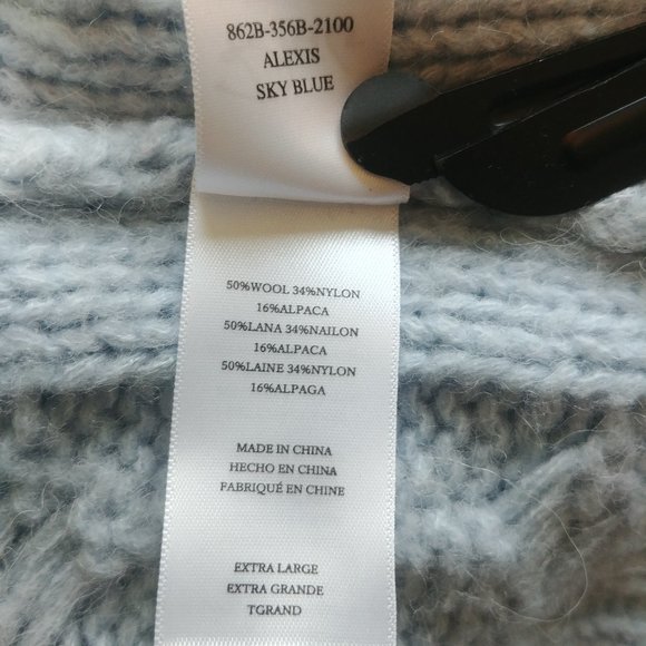 NEW WITH TAGS Rails Alexis Sky Blue Sweater Vest XL Wool Alpaca - Picture 7 of 8